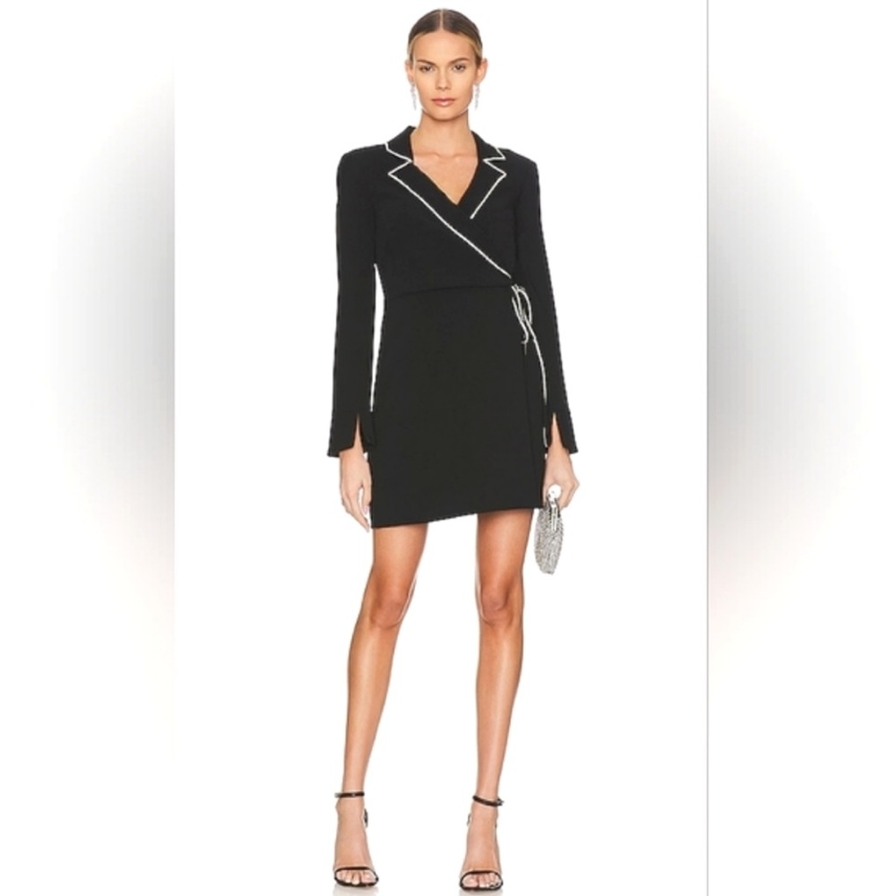 NEW Cinq a Sept 5a7  Black Collared Barette Mini Dress Size 2
